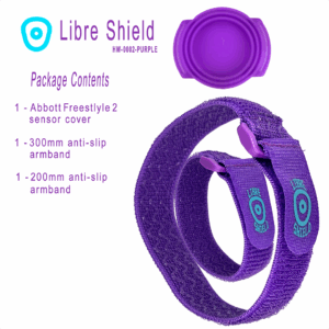 Libre Shield Armband 2 [PURPLE] designed for Abbott FreeStyle Libre 2 & RIO glucose CGM sensors
